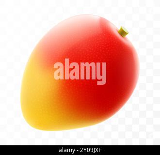Fruits tropicaux à la mangue fraîche. Fruit de mangue exotique isolé sur fond transparent. Nourriture vitaminée tropicale estivale. Illustration vectorielle 3D réaliste Illustration de Vecteur