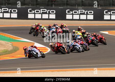 Alvcaniz, ESP. 01 Sep, 2024. Début de course MotoGP lors du Moto Grand Prix GoPro d'Aragon essais libres MotoGP vendredi, MotoGP d'Espagne au circuit Motorland à Alcaniz le 1er septembre 2024 à Alcaniz, Espagne. (Photo de Fabio Averna/Sipa USA) crédit : Sipa USA/Alamy Live News Banque D'Images