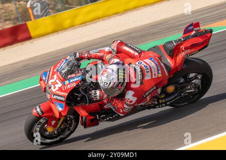 Alvcaniz, ESP. 01 Sep, 2024. 23 Enea Bastianini (Ita-Ducati Lenovo Team) lors du Moto Grand Prix GoPro d'Aragon essais libres MotoGP vendredi, MotoGP d'Espagne au circuit Motorland à Alcaniz le 1er septembre 2024 à Alcaniz, Espagne. (Photo de Fabio Averna/Sipa USA) crédit : Sipa USA/Alamy Live News Banque D'Images