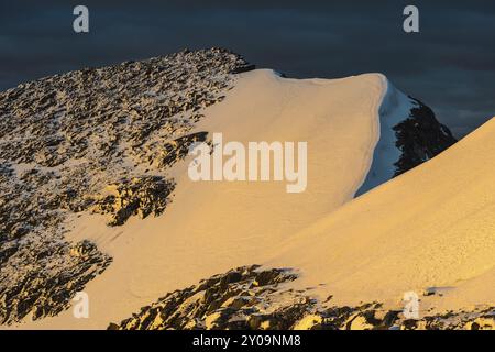 Vue du pic nord de Kebnekaise, Norrbotten, Laponie, Suède, août 2013, Europe Banque D'Images