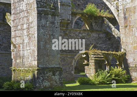 Abbaye, ruines, vue intérieure, murs de bataille, cloître, fragment Banque D'Images