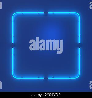 Affiche néon vide avec éclairage sur le mur. 3d illustration. Banque D'Images