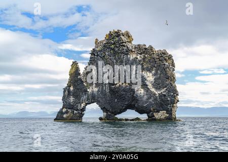 Hvitserkur, une formation rocheuse dans la mer à la côte nord de l'Islande Banque D'Images