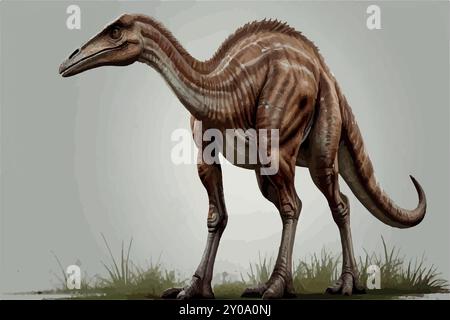 Gallimimus- Un regard de plus près sur le dinosaure le plus rapide. Illustration de Vecteur