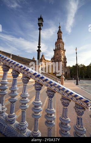 Fragment du palais Plaza de Espana à Séville, Espagne, Europe Banque D'Images