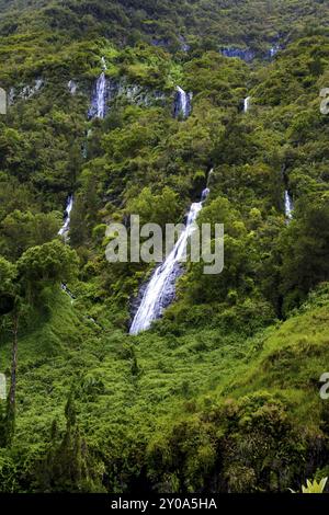 Waterfal appelé le voile de la mariee, Salazie à la Réunion Banque D'Images