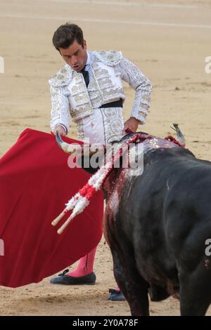 Le torero Ruben Pinar lors de la corrida de Toros sur la Plaza de las Ventas à Madrid, le 1er septembre 2024 Espagne Banque D'Images