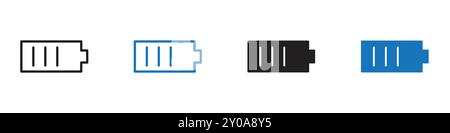 Symbole graphique vectoriel linéaire d'icône de batterie défini pour l'interface utilisateur de l'application Web Illustration de Vecteur
