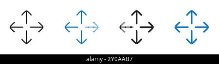 Développez icône graphique vectorielle linéaire signe ou symbole défini pour l'interface utilisateur de l'application Web Illustration de Vecteur