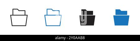 Icône de dossier graphique vectoriel linéaire signe ou symbole défini pour l'interface utilisateur de l'application Web Illustration de Vecteur