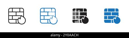 Icône de pare-feu signe graphique vectoriel linéaire ou symbole défini pour l'interface utilisateur de l'application Web Illustration de Vecteur