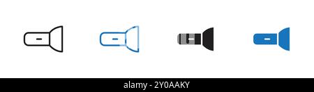 Symbole ou signe graphique vectoriel linéaire de l'icône Flash Light pour l'interface utilisateur de l'application Web Illustration de Vecteur