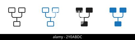 Icône de réseau graphique vectoriel linéaire signe ou symbole défini pour l'interface utilisateur de l'application Web Illustration de Vecteur