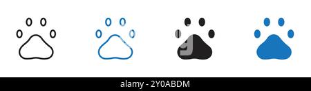 Icône de patte graphique vectorielle linéaire signe ou symbole défini pour l'interface utilisateur de l'application Web Illustration de Vecteur