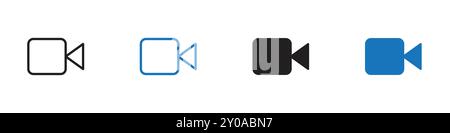 Icône de caméra vidéo symbole graphique vectoriel linéaire ou symbole défini pour l'interface utilisateur de l'application Web Illustration de Vecteur