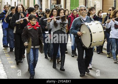 Bendicion de los animales de Sant Antoni, patron de los animales domesticos, Llucmajor, Mallorca, Islas baleares, Espagne, Europe Banque D'Images