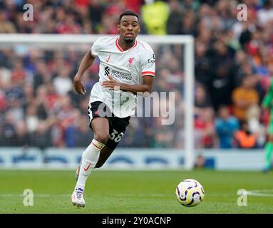 Manchester, Royaume-Uni. 1er septembre 2024. Ryan Gravenberch de Liverpool lors du match de premier League à Old Trafford, Manchester. Le crédit photo devrait se lire : Andrew Yates/Sportimage crédit : Sportimage Ltd/Alamy Live News Banque D'Images