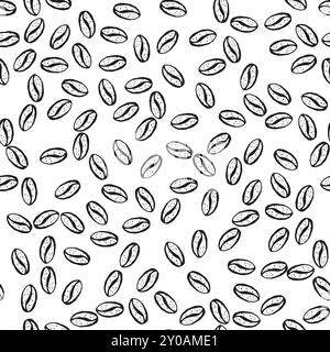Motif sans couture avec grains de café texturés dessinés à la main Illustration de Vecteur
