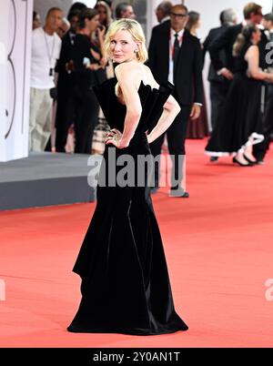 Venise, Italie. 01 Sep, 2024. L'actrice australienne Cate Blanchett assiste à la première de Wolfs au 81e Festival du film de Venise à Venise, en Italie, le dimanche 1er septembre 2024. Photo de Rune Hellestad/ crédit : UPI/Alamy Live News Banque D'Images