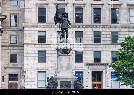 Montréal, Canada. 6 juillet 2019. la statue historique de maisonneuve dans la ville de montréal canada. Banque D'Images