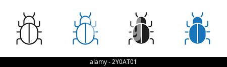 Icône de bug graphique vectorielle linéaire signe ou symbole défini pour l'interface utilisateur de l'application Web Illustration de Vecteur