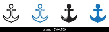 Icône d'ancrage graphique vectoriel linéaire signe ou symbole défini pour l'interface utilisateur de l'application Web Illustration de Vecteur