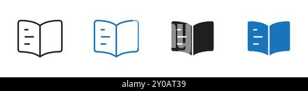 Icône de livre graphique vectoriel linéaire signe ou symbole défini pour l'interface utilisateur de l'application Web Illustration de Vecteur