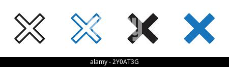 Fermer icône graphique vectoriel linéaire signe ou symbole défini pour l'interface utilisateur de l'application Web Illustration de Vecteur