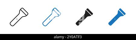 Icône de lampe de poche symbole graphique vectoriel linéaire signe ou symbole défini pour l'interface utilisateur de l'application Web Illustration de Vecteur