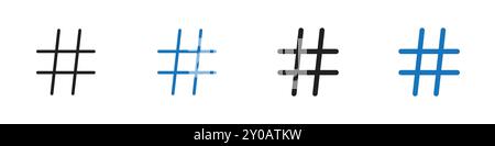 Icône hashtag symbole graphique vectoriel linéaire signe ou symbole défini pour l'interface utilisateur de l'application Web Illustration de Vecteur