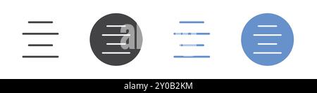 Aligner l'icône Flat Set dans le repère vectoriel de contour de couleur noir et blanc Illustration de Vecteur