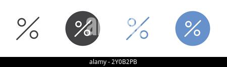 Icône de réduction Flat Set dans la marque vectorielle de contour de couleur noir et blanc Illustration de Vecteur