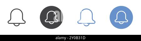 Icône de notification Flat Set dans la marque vectorielle de contour de couleur noir et blanc Illustration de Vecteur