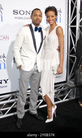 Terence J et Selita Ebanks lors de la première de "Think Like a Man" à Los angles qui s'est tenue au ArcLight Cinemas à Hollywood, États-Unis, le 9 février 2012. Banque D'Images