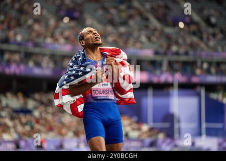 Roderick Townsend de l’équipe des États-Unis remporte l’or au saut en hauteur masculin T47 lors des para Athlétisme des Jeux paralympiques de Paris 2024, dimanche, Septembe Banque D'Images