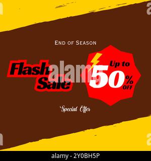 Affiche ou bannière d'achat de vente flash avec icône flash sur fond de couleur chocolat. Conception de modèle de bannière Flash Sales pour les médias sociaux et le site Web Illustration de Vecteur