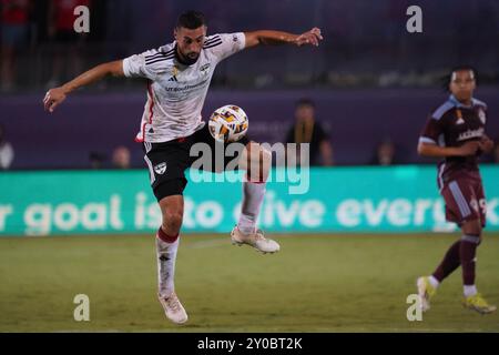 Frisco, États-Unis. 31 août 2024. L'attaquant du FC Dallas Sebastian Lletget #8 contrôle le ballon lors du match en MLS entre le FC Dallas et les Colorado Rapids au Toyota Stadium. Score final FC Dallas 2- 3 Colorado Rapids. Le 31 août 2024 à Frisco, Texas. (Photo de Javier Vicencio/Eyepix Group) crédit : Eyepix Group/Alamy Live News Banque D'Images