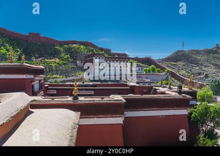 Baiju Temple est le temple principal à Xigaze, Tibet, Chine, ciel bleu Banque D'Images