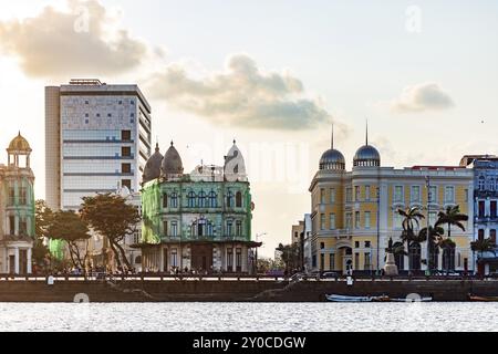 Carré de la marque zéro où la ville de Recife dans l'état de Pernambuco a eu son commencement, Recife, Pernambuco, Brésil, Amérique du Sud Banque D'Images