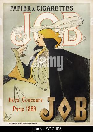 Publicité cigarette vintage - affiche française - affiche pour le papier à cigarette - papier cigarette - JOB - Jane Atché, 1896 Banque D'Images