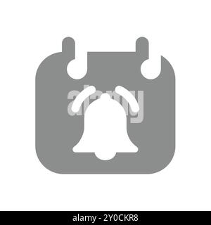 Icône de vecteur de rappel de cloche de calendrier. Calendrier, symbole alarme remplie. Illustration de Vecteur