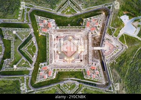 Elvas fort drone vue aérienne du dessus de forte Nossa Senhora Da Graca au Portugal Banque D'Images