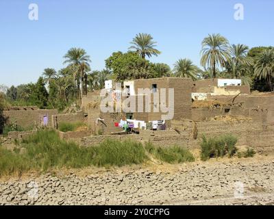 Village sur le Nil Banque D'Images