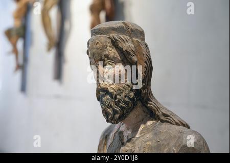 Détail du Christ, Palmesel, figure en bois d'environ 1350, Musée Dioezesan, Rottenburg, Bade-Wuerttemberg, Allemagne, Europe Banque D'Images