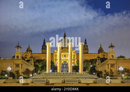 Barcelone Espagne, ville de nuit à la ligne d'horizon au Musée national d'Art de Catalogne vide personne Banque D'Images