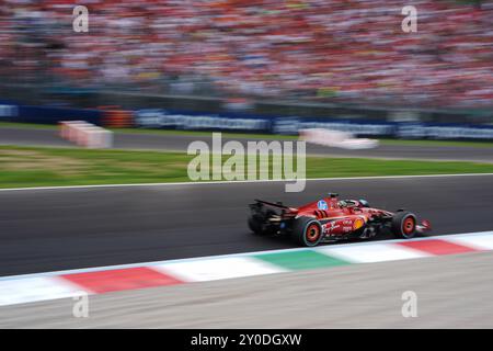 Monza, Italie. 1er septembre 2024. Charles Leclerc, pilote monégasque de Ferrari, lors du Grand Prix d'Italie de formule 1 sur le circuit de Monza, Italie, le 1er septembre 2024. Crédit : Zhao Dingzhe/Xinhua/Alamy Live News Banque D'Images