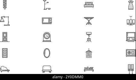 Meubles icônes de haute qualité Vector Icons Collection avec Stroke modifiable. Idéal pour les projets professionnels et créatifs. Illustration de Vecteur