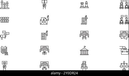 Icônes élections de vote Collection d'icônes vectorielles de haute qualité avec contour modifiable. Idéal pour les projets professionnels et créatifs. Illustration de Vecteur