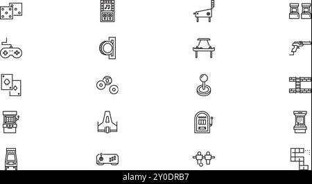 Icônes d'arcade Collection d'icônes vectorielles de haute qualité avec Stroke modifiable. Idéal pour les projets professionnels et créatifs. Illustration de Vecteur