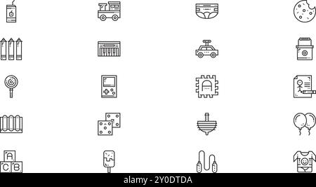 Icônes de jardin d'enfants Collection d'icônes vectorielles de haute qualité avec trait modifiable. Idéal pour les projets professionnels et créatifs. Illustration de Vecteur